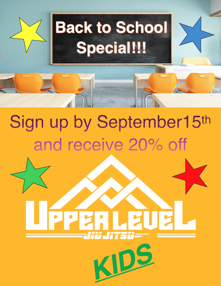 Upper Level Jiu Jitsu Back to School Offer